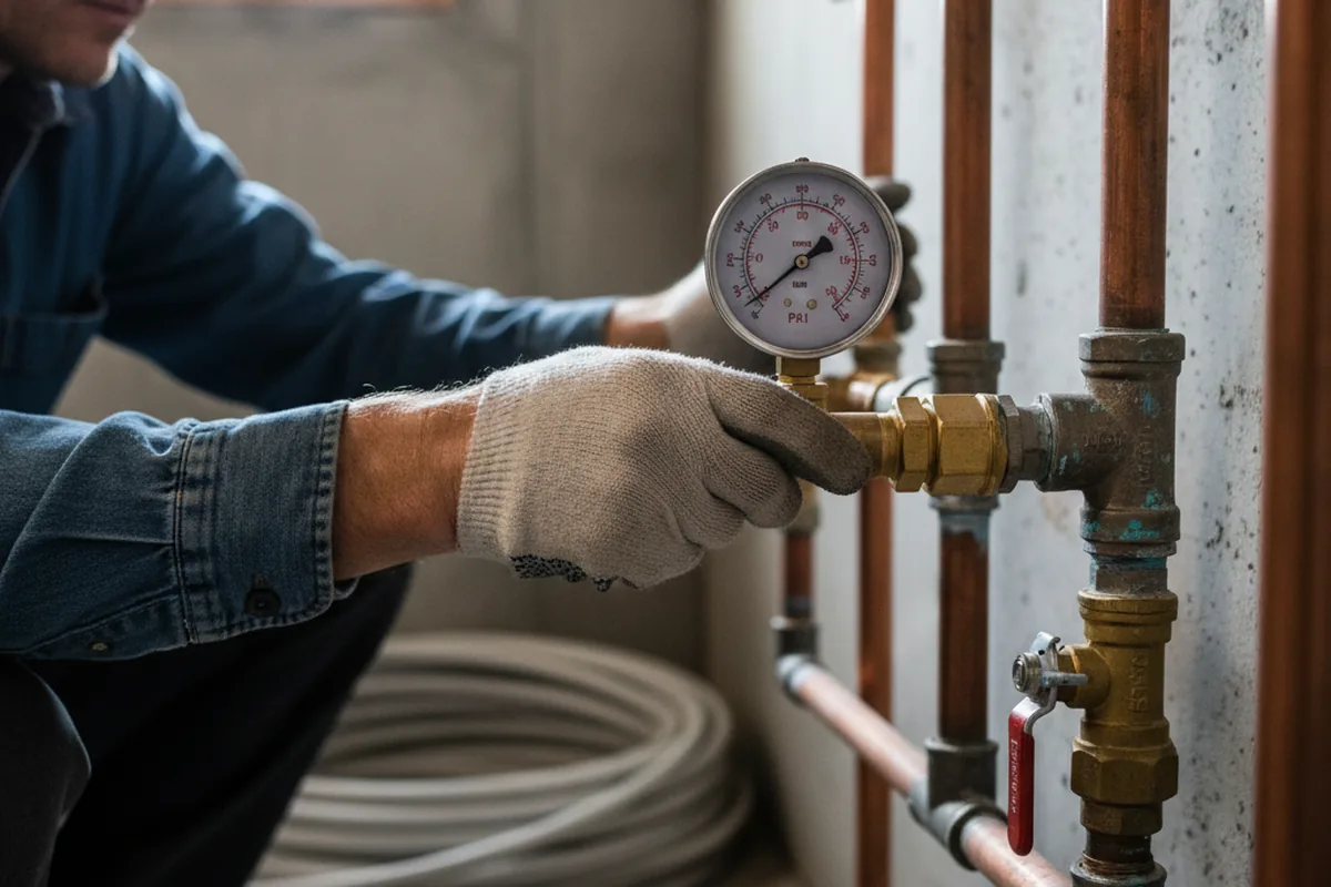 Pressure testing a repaired line during Water Line Repair in California